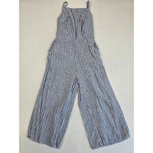 Old Navy Womens Striped Linen Blend Wide Leg Jumpsuit XS Blue & White